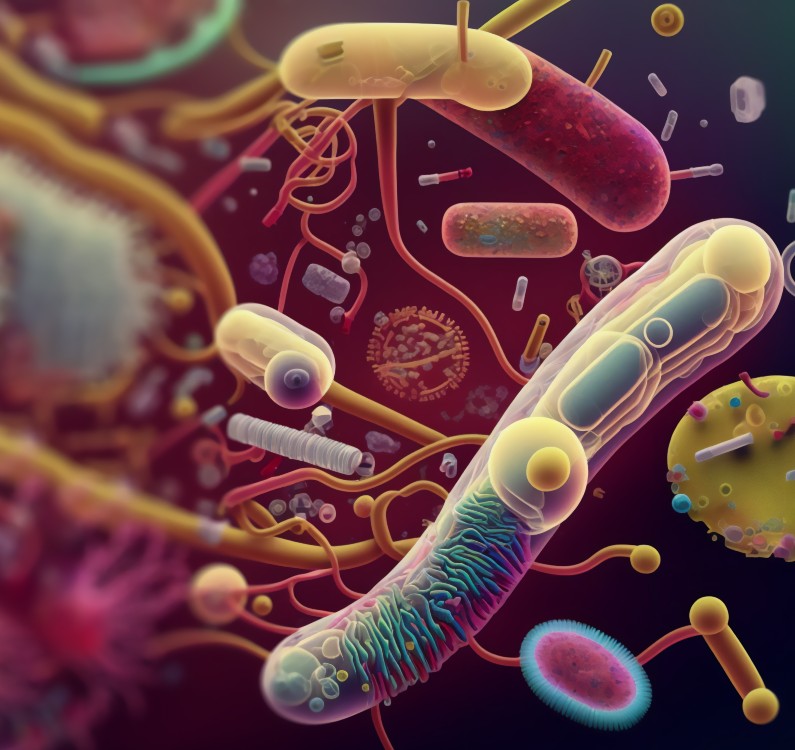 Immagine 3D della flora batterica intestinale