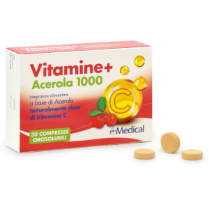 Integratore alimentare di vitamina C: Vitamine+ con acerola 1000- Più Medical