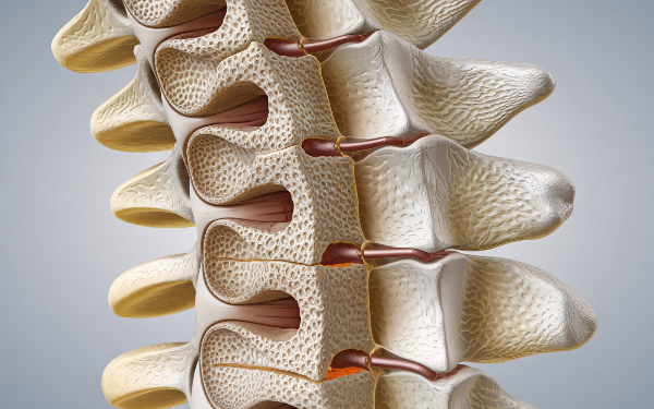 Concept per dolore cervicale: sezione in 3d della colonna cervicale