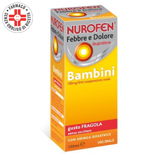 Nurofen Ibuprofene 100Mg/5Ml Bambini Sospensione Orale Fragola Senza Zucchero 150Ml