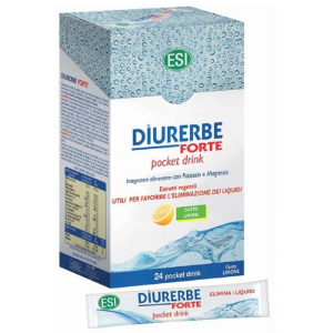 Ritenzione idrica: Diurerbe Forte Pocket Drink Limone: integratore alimentare a base di estratti vegetali selezionati per favorire il drenaggio dei liquidi corporei e supportare la naturale diuresi.