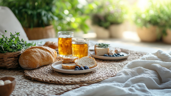 Concept per ritenzione idrica: proposta di colazione con Tè