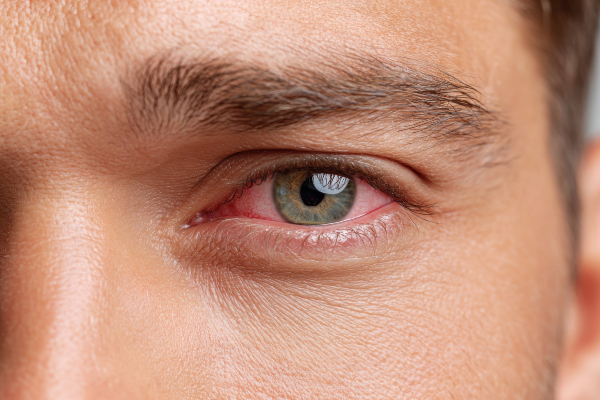 Close up su occhi stanchi e arrossati